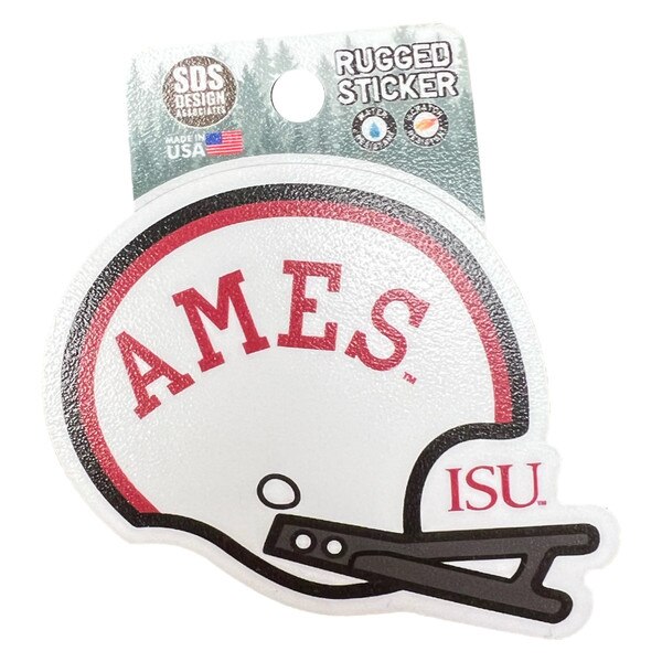 Ames White Helmet Rugged Sticker (3.5"x3") (was $5.99)